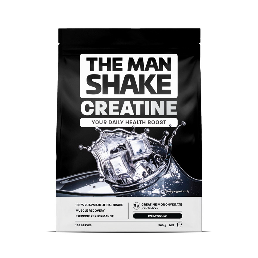 The Man Shake Creatine packaging on a white background